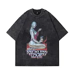 TKPA American High Street Vintage T-Shirt Oversize, Bedruckt, Distressed, Kurzarm, Lässiger Look, Streetwear Style, Bequemlichkeit. — foto 19