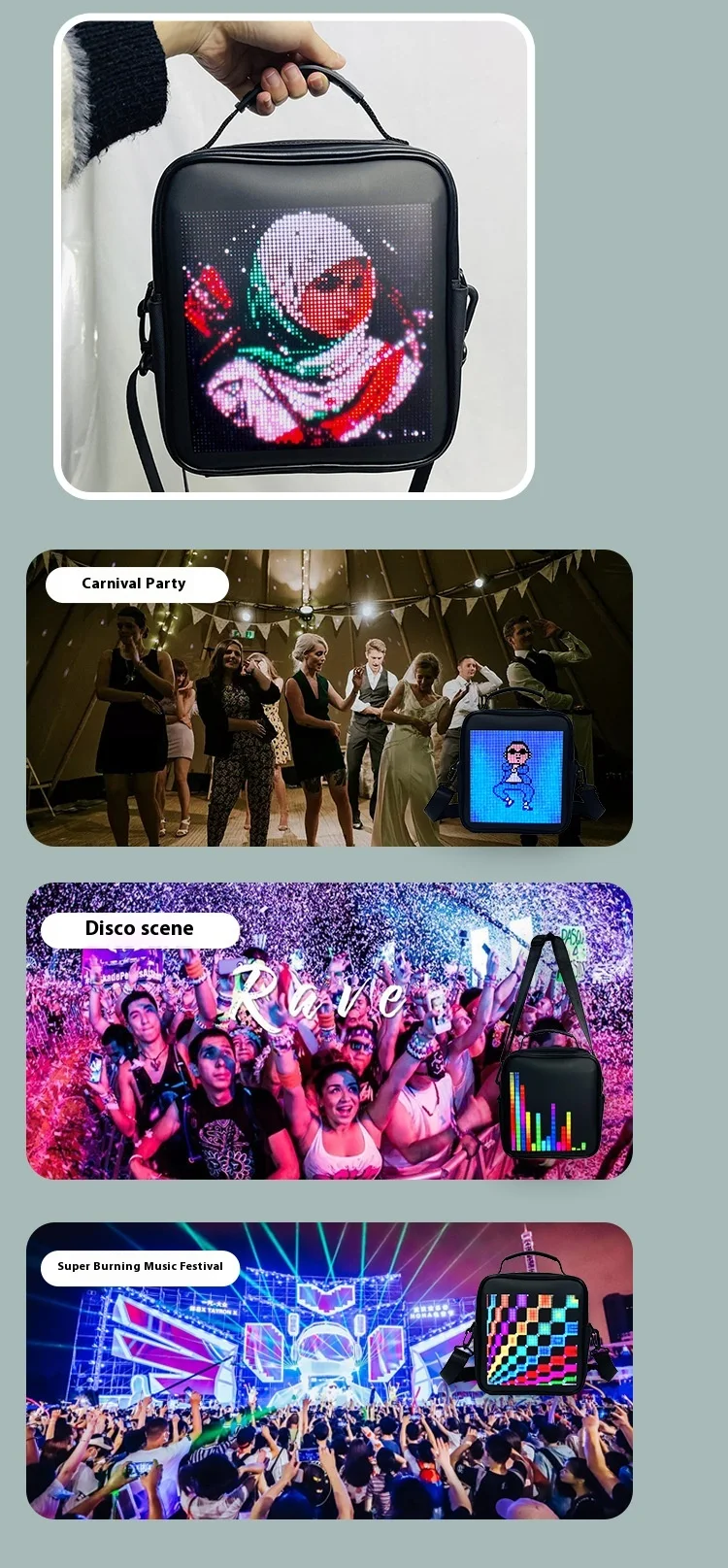 Title 2, Square LED Backpack for Mens and Womens Outdo...