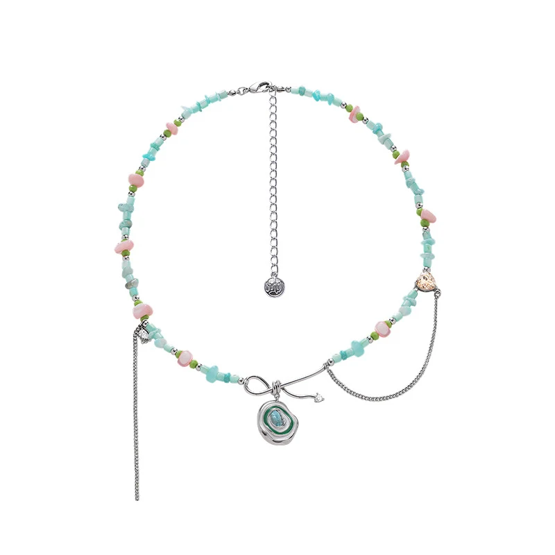 Colar com pingente de pedra colorida Corrente de clavícula graciosa e versátil Combine com tudo e adicione elegância ao seu visual diário — foto 2