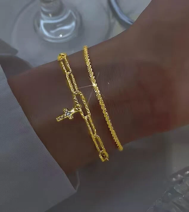 Conjunto 2 pulseiras de zircônia brilhante Adicione brilho ao seu visual Elegância e sofisticação para todas as ocasiões Presente ideal Qualidade premium — foto 1