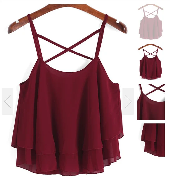 Title 4, Solid Color Elegant Ruffle Double-layer Chiffon...