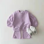 Roupa infantil coreana primavera/outono, algodão, meninas, cores doces, conjunto de bebê estiloso e moderno para crianças pequenas — foto 14
