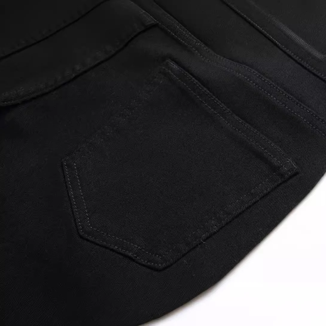 Calças jeans retas elásticas pretas masculinas, conforto e estilo combinados, perfeitas para uso diário, ótima flexibilidade e mobilidade. — foto 5