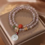 Pulseira de contas multicamadas chinesa cinza natural. Elegância e versatilidade em uma peça única. Um toque de sofisticação para o seu visual diário. — foto 10