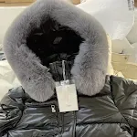Black Gray Fur Collar