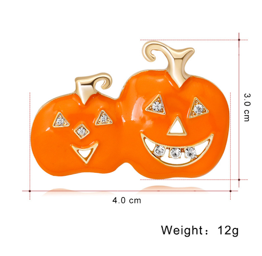 Title 1, Broche de abóbora de Halloween com efeito de go...