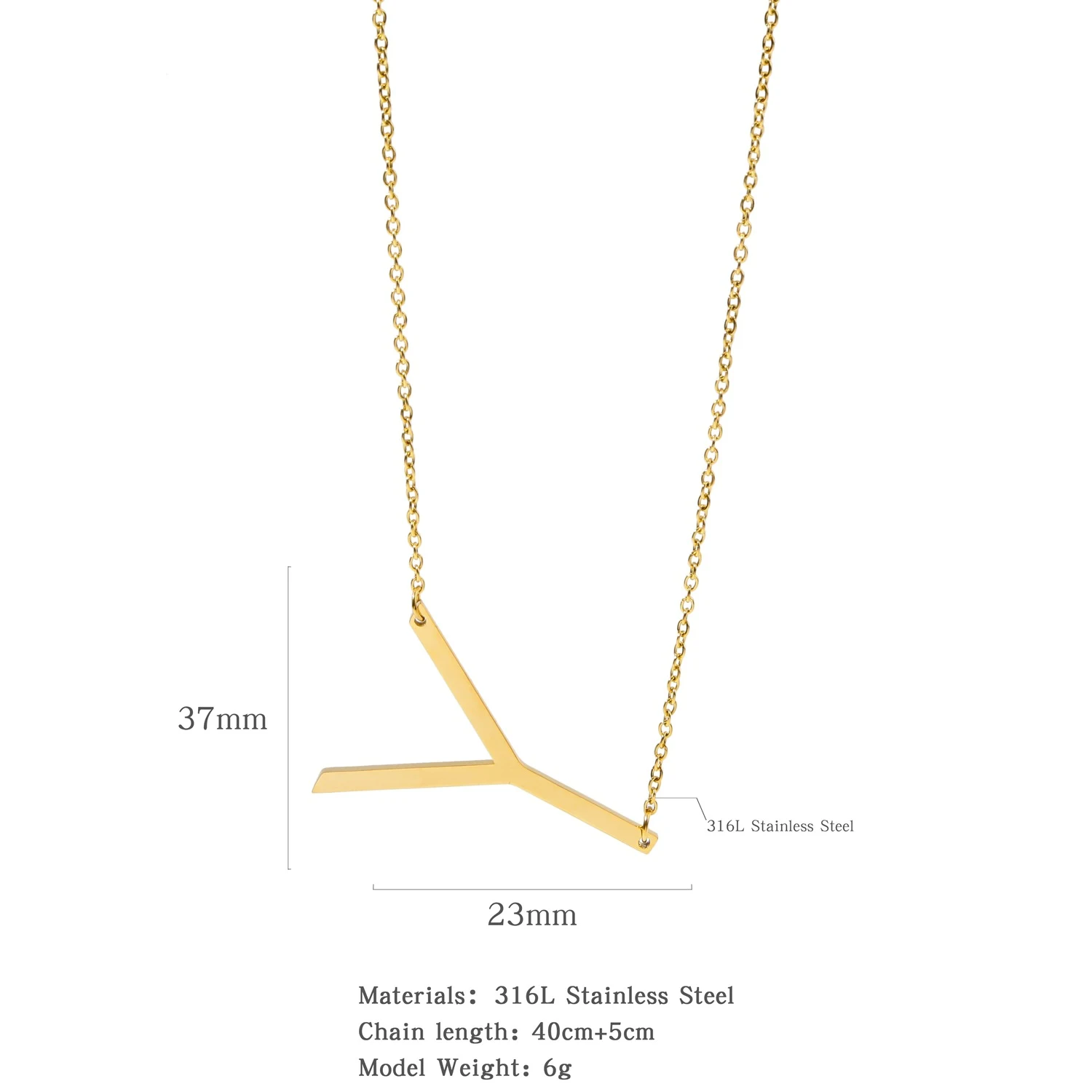 Colar feminino polido estilo coreano com letras simples em inglês Joia fashion ideal para uso diário Elegante e fácil de combinar com qualquer look — foto 3