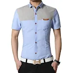 Men's Short Sleeved Denim Shirt Stitching Casual Fashion. Experience comfort and style with this versatile and fashionab — photo 2
