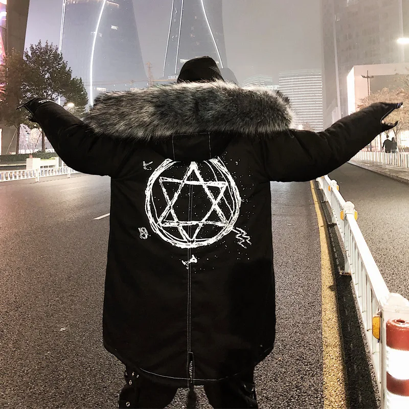 Men's mid-length cotton coat with fur collar, a warm and stylish winter essential. Comfortable, durable, and perfect for — photo 1