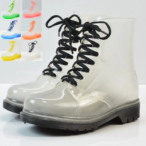 Title 2, Ladies flat-heeled transparent rain boots
