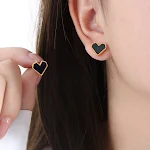 Conjunto de Joias Feminino Banhado a Ouro 18K Coração de Pêssego Aço Titânio Acrílico Presente Sofisticado — foto 3