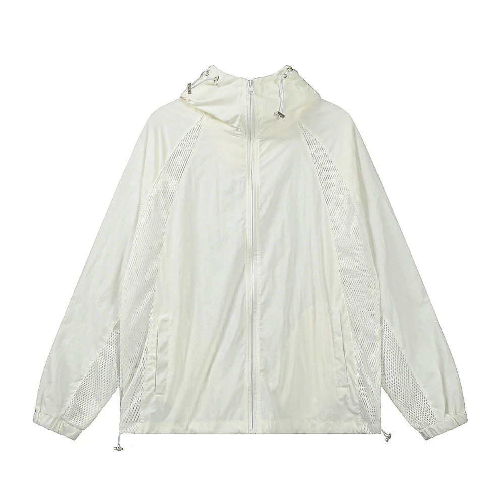 Men's Sun Protection Clothing Trendy Brands Lightweight Long Sleeve Hooded Zipper Coat Stitching Mesh Breathable and Loo — photo 3