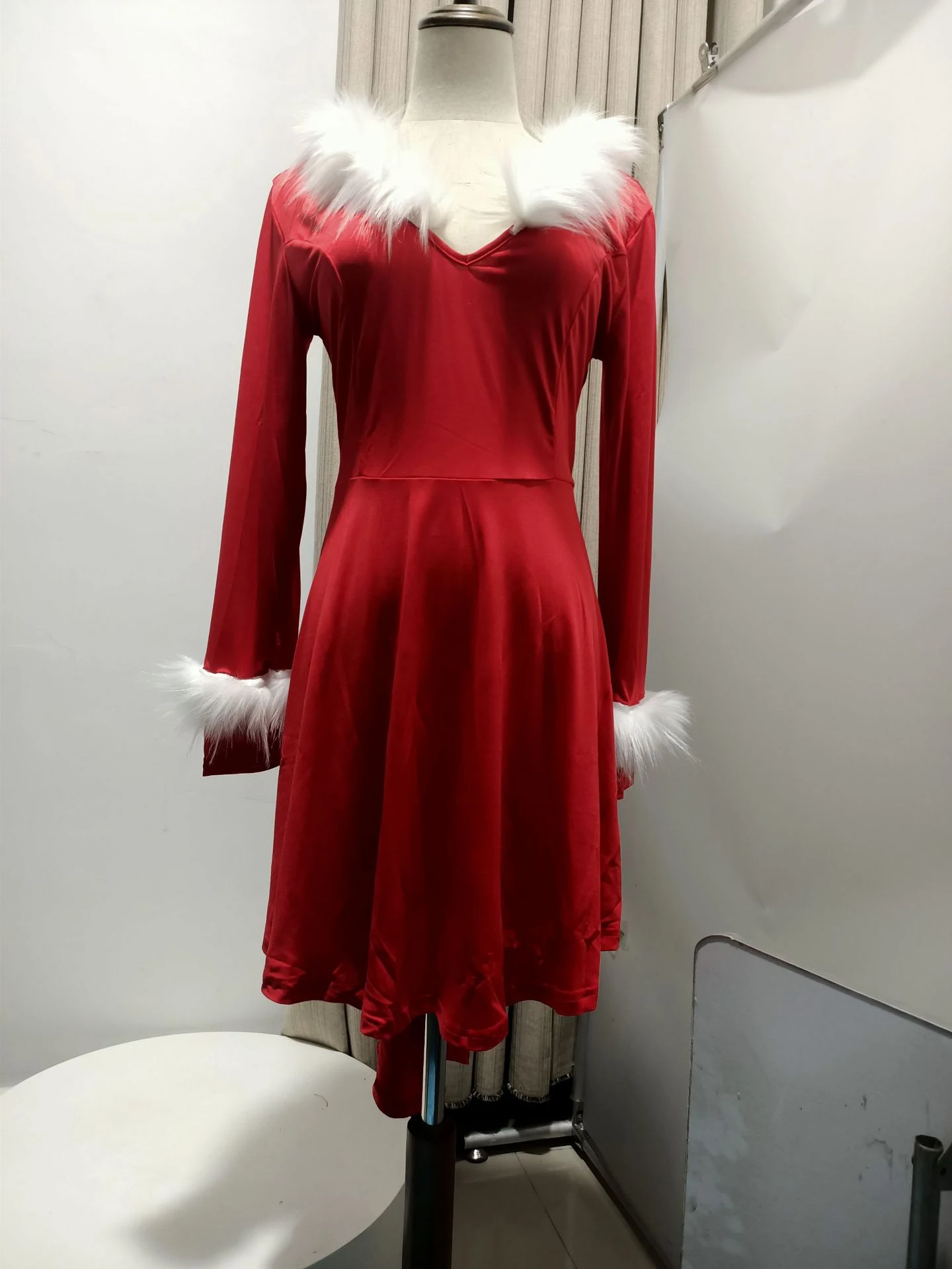 Title 6, Christmas Womens Fur Patchwork V-neck Long Sle...