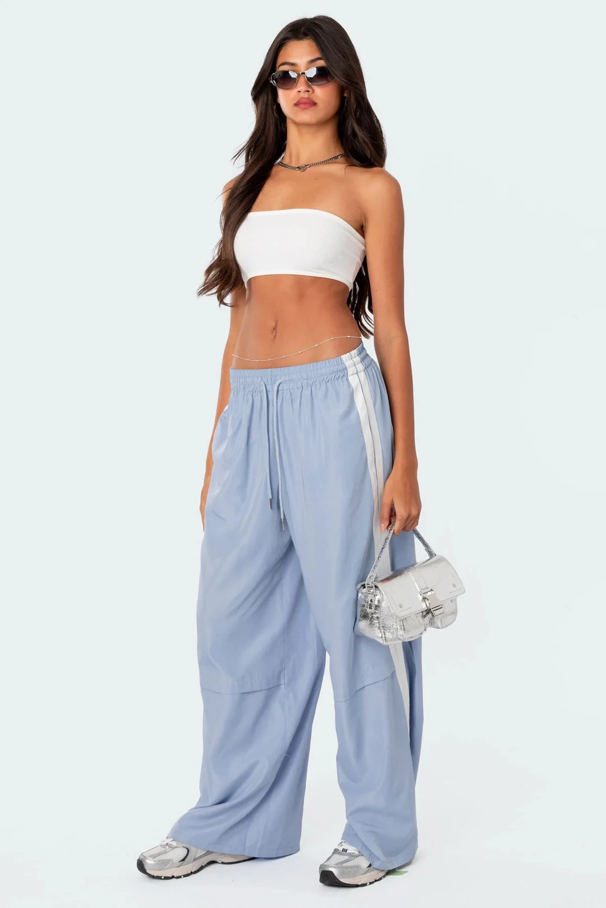 Women's Striped Draping Effect Wide-Legged Versatile Pants Contrast Color Mopping Casual Sports Pants. — photo 6