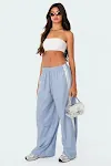 Women's Striped Draping Effect Wide-Legged Versatile Pants Contrast Color Mopping Casual Sports Pants. — photo 6
