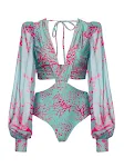 Maiô de manga longa feminino com estampa One Piece, perfeito para proteção solar e um visual estiloso na praia ou piscina. — foto 3