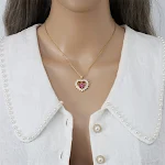 Colar Feminino Aço Titânio Flor Zircônia Coração Apaixonado – Design Elegante, Joia Perfeita para Mulheres — foto 2