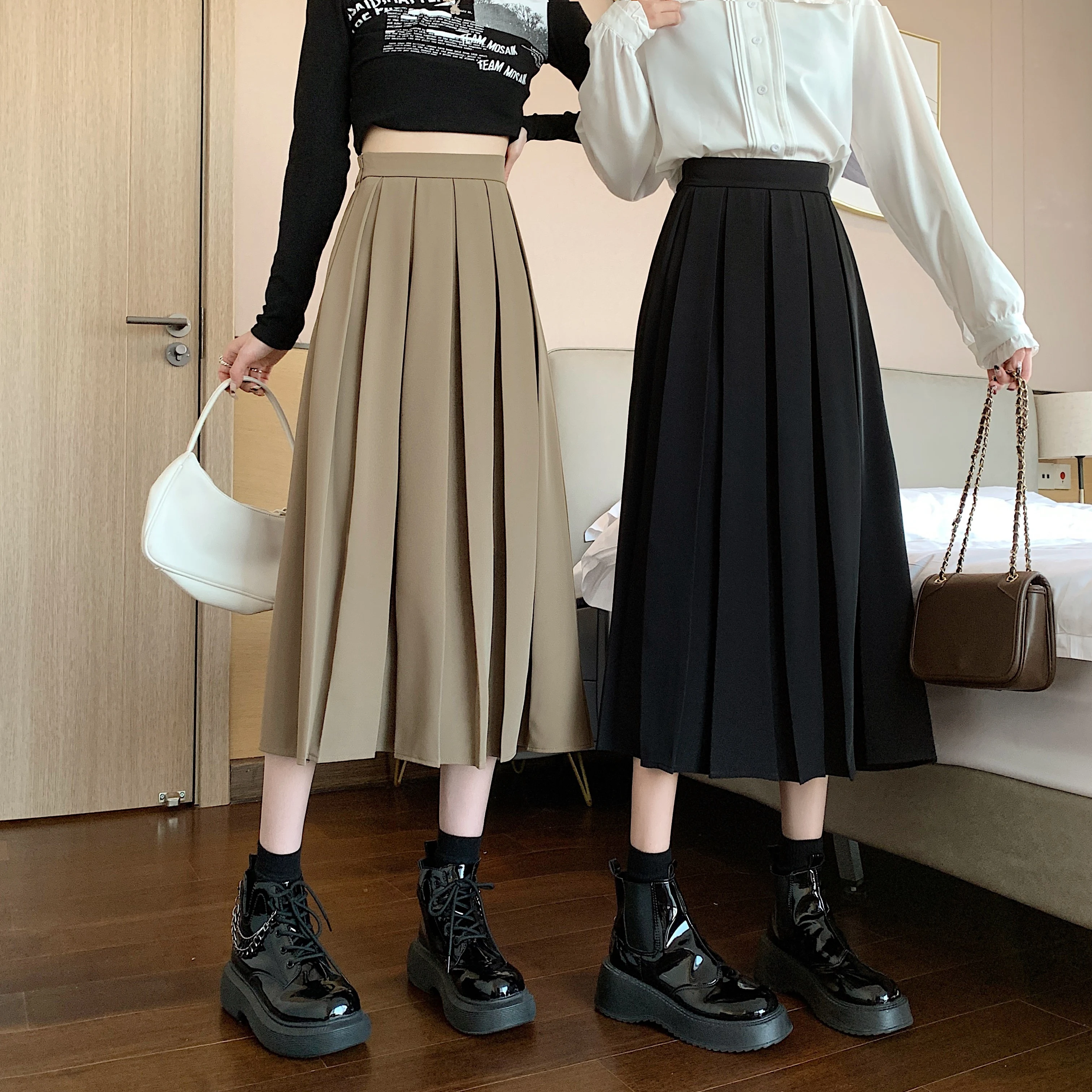 Title 47, Mid Length High Waist A-Line Umbrella Skirt. Fl...
