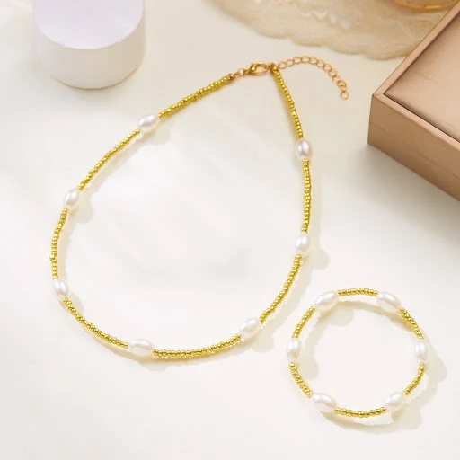 Title 11, Damesketting met hoogwaardige imitatie parel kr...