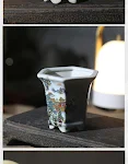 Purple Sand Flower Pot Six Square Hexagonal Ceramic Bonsai Pot with Landscape Stickers, perfect for plant cultivation an — photo 21