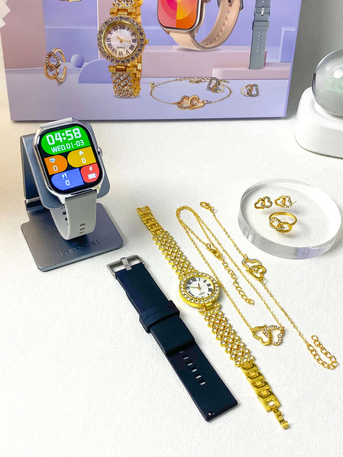 Title 3, Smartwatch feminina com enfeite elegante, monit...