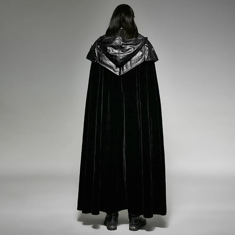 Men's Windbreaker Cloak Punk Retro Long Cloak Coat with Hood Gothic Style Wind Protection Functional and Stylish Outerwe — photo 3