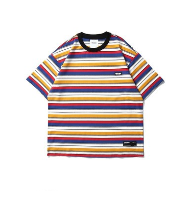 Nostalgic Retro Loose Striped Short-sleeved Bottoming Shirt for comfortable, everyday wear, creating a relaxed, vintage — photo 4