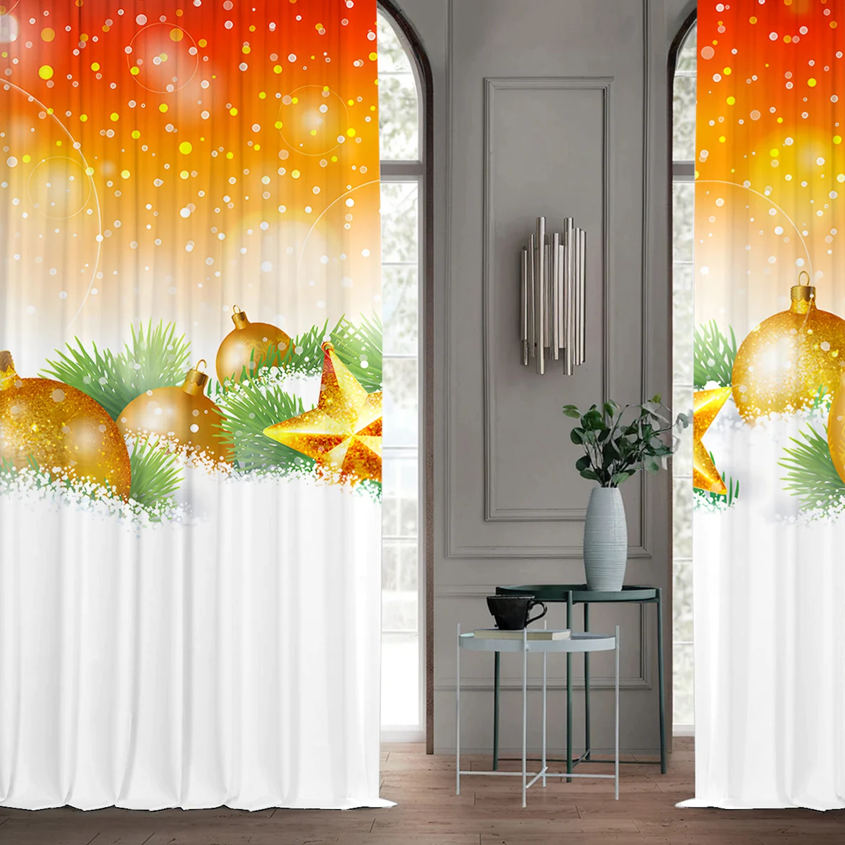 Title 23, 2 Cortinas de Natal com Impressão Digital 3D Fl...