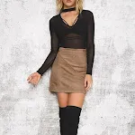 Dames leren suède potloodrok bodycon korte rokken. Creëer een elegante en flatterende look met deze must-have rok. — foto 3