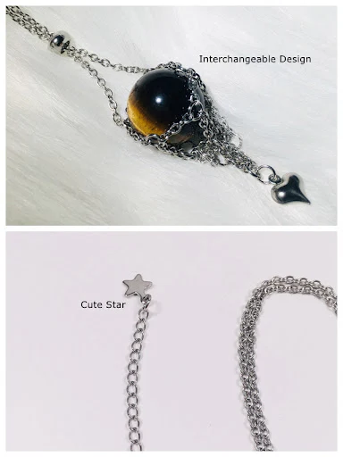 Title 4, Colar com pingente de esfera de cristal branco ...