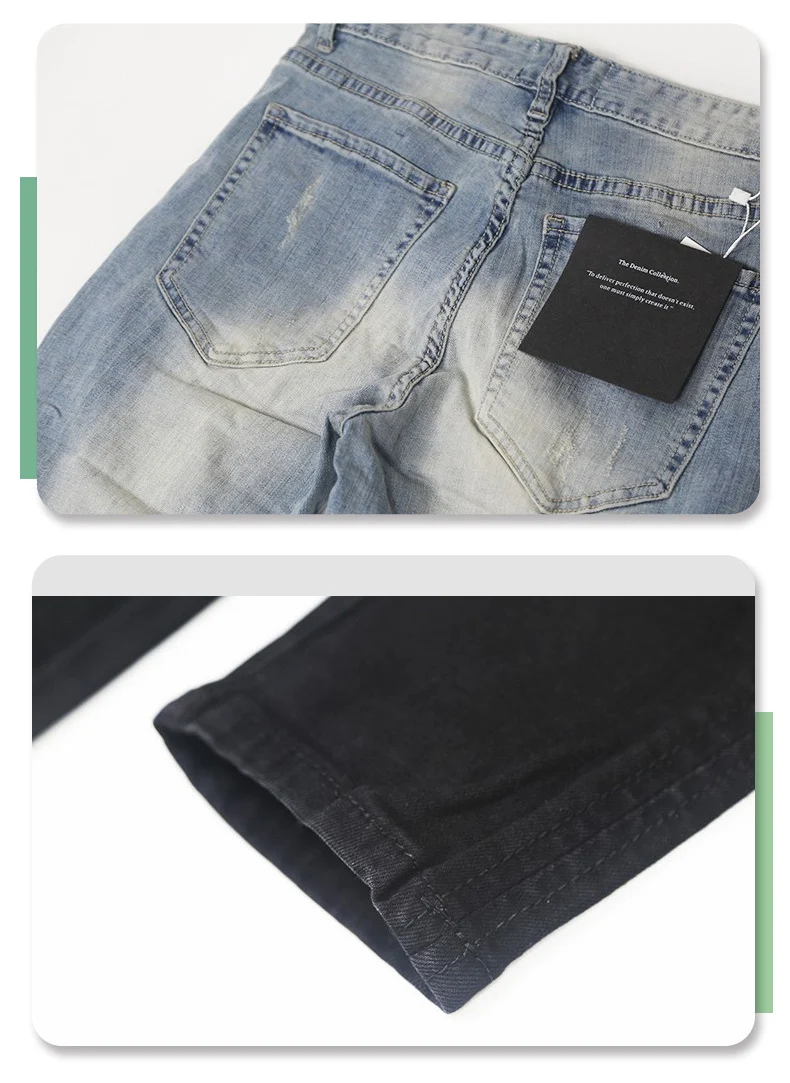 Jeans negros elásticos para hombre con rotos, comodidad y estilo combinados. Perfectos para un look moderno y desenfadado. — foto 7
