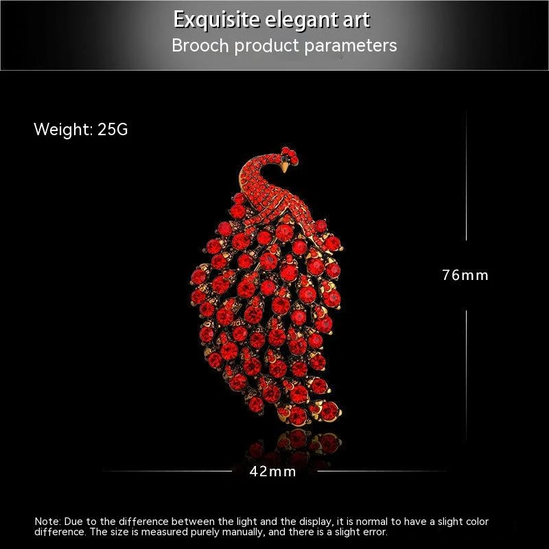 Broche de pavão de ouro vermelho de cinco elementos e sete dimensões. Corsage elegante para acessórios de top. — foto 7