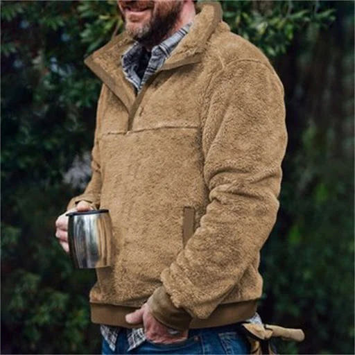 Title 2, Suéter masculino casual de flanela com botões e...