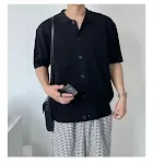Men's Ice Silk Button Shirt, simple design, youthful casual style, solid color, half sleeves, comfortable and breathable — photo 1