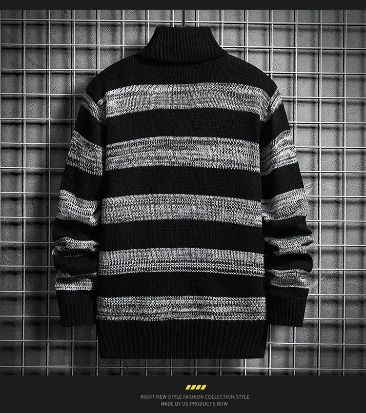 Title 1, Herren-Pullover mit hohem Kragen, gestreift, sc...