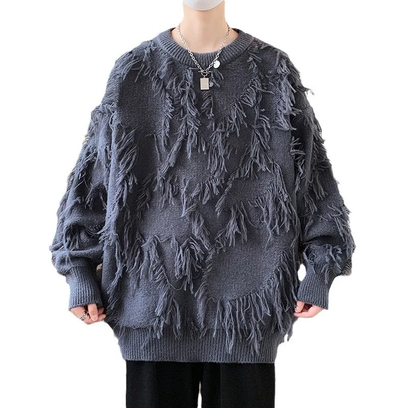 Round neck pullover with jacquard long sleeves. Enjoy warmth and style with this comfortable sweater, perfect for casual — photo 2