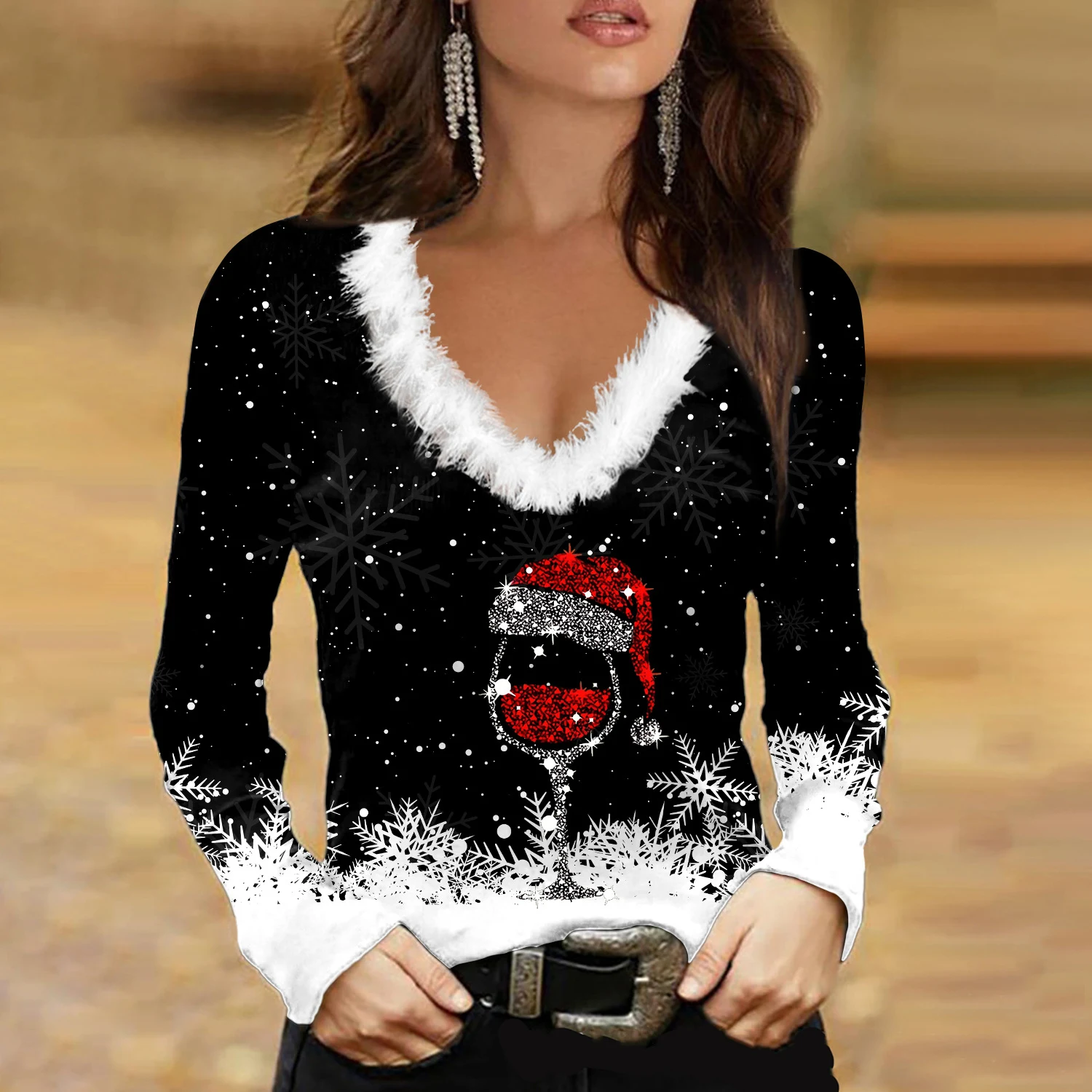 Abito donna autunno e inverno di Natale a maniche lunghe elegante, perfetto per feste ed eventi speciali, un look sofisticato e raffinato. — foto 4