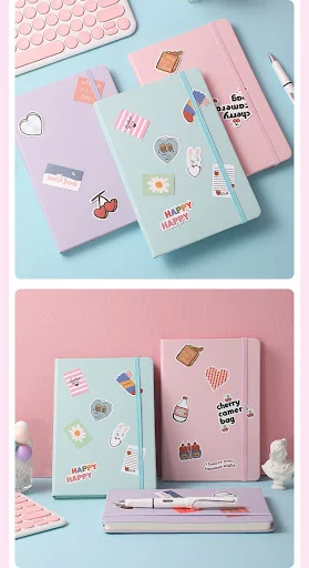 Title 4, A5 Hard Case PU Binding Band Notepad Cute Journ...