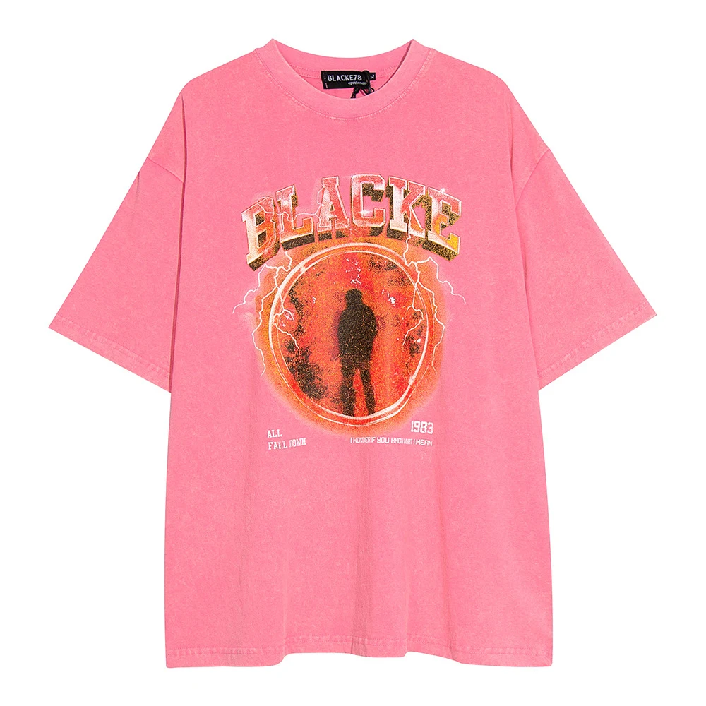 Title 2, Depressed Shadow Flame Print Distressed T-shirt...