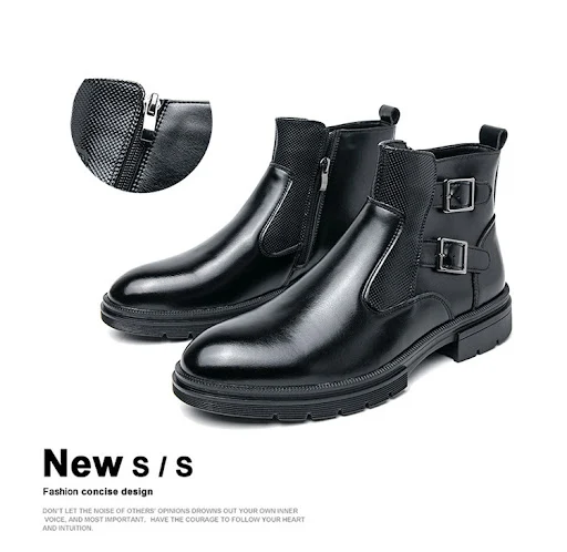 Title 3, High-top British Double Buckle Slip-on Leather ...