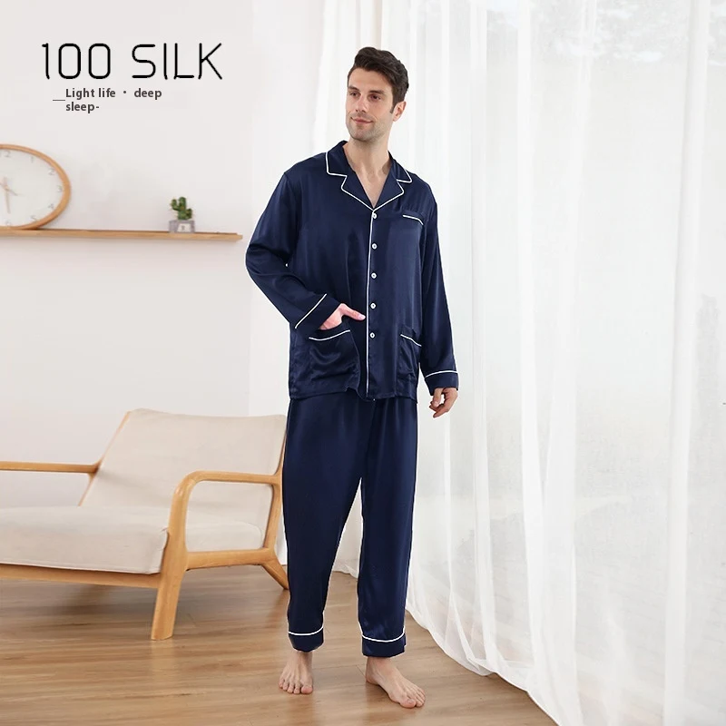 Herren Seidenpyjama 22 M Schwerer Maulbeerseide Revers Homewear Luxus Schlafanzug für erholsame Nächte und stilvolles Wohnen — foto 8