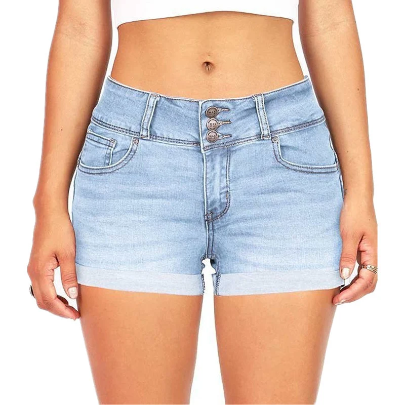 Damen Waist-tight Denim Elastic Color Cloth Shorts Hot Pants – bequeme und modische kurze Hose für heiße Tage. — foto 21