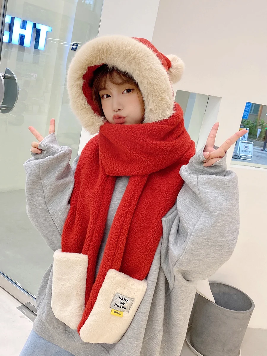 Title 1, Female Winter Cute Student Double Thickened Sca...