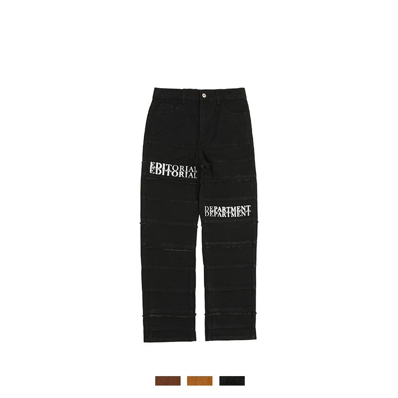 Europees en Amerikaans hiphop gelaagde straight-leg jeans. Moderne stijl, rechte pijpen en gelaagde look voor een urban uitstraling. — foto 3