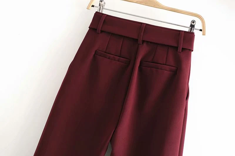 Calças casuais de cintura alta para mulheres, com cinto incluso. Conforto e estilo para um look casual e elegante em qualquer ocasião. — foto 2