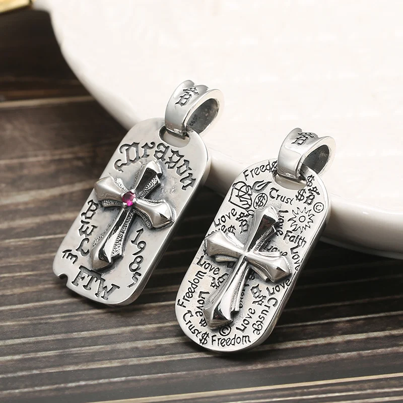Collana Croce Thailandese in Argento S925 Invecchiato da Uomo, accessorio maschile puro argento dal design unico e stile vintage. — foto 13