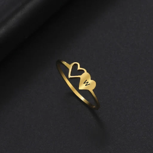 Title 5, Anel Duplo Amor Vazado Banhado a Ouro 18k, Joia...