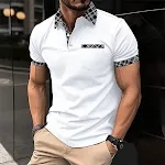 Camisas Polo Esportivas de Manga Curta com Estampa Xadrez e Cores Combinadas, Estilo Europeu e Americano, Conforto e Performance — foto 4