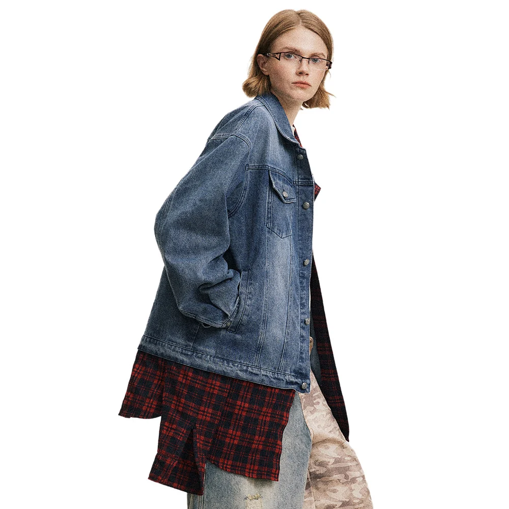 Title 23, Giacca in denim con cuciture irregolari e desig...