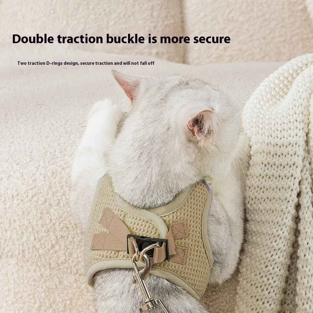 Fashion Waffle Cat Pulling Rope Chest Strap. Comfortable and safe control for your cat during walks. Enjoy stylish and e — photo 4
